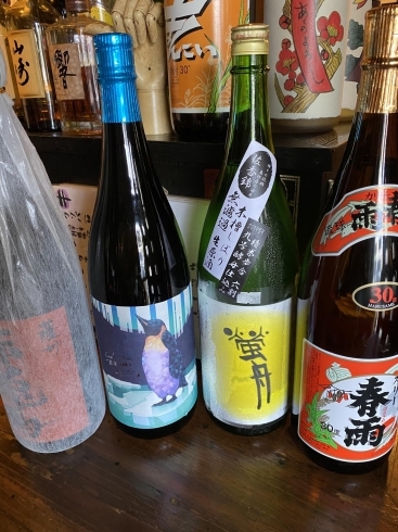 夏のオススメ日本酒と芋焼酎です、詳細はお店にて「祝日変更のお知らせ。」