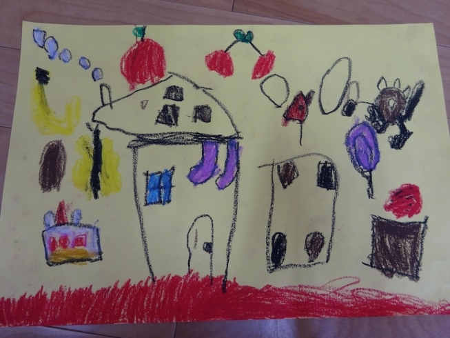 年少・絵画：お菓子の家「2月の製作」
