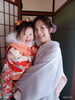 お帰りになった時に撮った写真です。「新年のご挨拶と、リピーターご家族の心あたたまる着物体験」