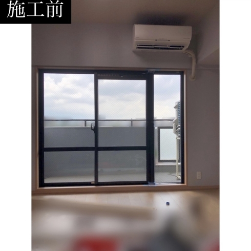 施工前のリビングの窓「【名古屋市】南面リビングに内窓を取付、先進的窓リノベの補助金は97,000円になります！」