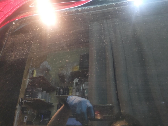 スケール除去前「トヨタアルファード、他社施工のメンテナンス☆　〘石狩市コーティング・洗車　GLOW×GROW〙」