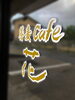 お店のロゴシール「蕎麦Cafe花-お店名ロゴシール貼り付け・看板と旗の設置工事」