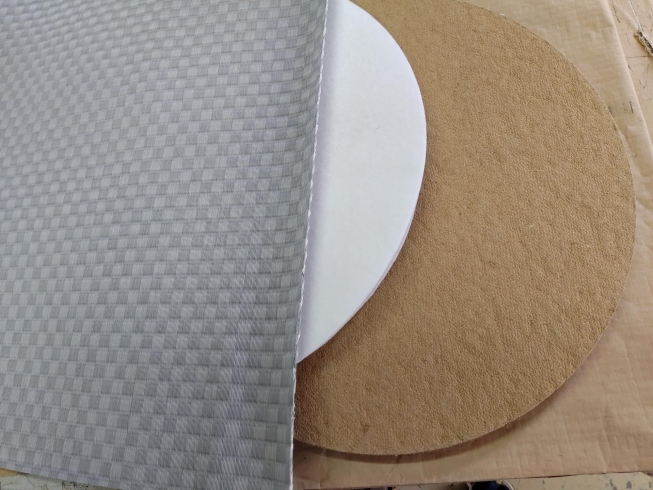 丸座畳の構成、表面材、クッション材、畳ボード「畳座布団「丸座畳」の製作承っております！」