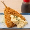 玉子サンドの具で喰らうアジフライ