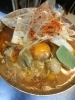 小鍋DEシリーズの内の牡蠣と豆腐のチゲ鍋です「寒い日が続きますね」