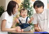 一歳のバースデーフォト♪ お揃いのTシャツ素敵だね「Happy Christmas☆」