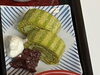 抹茶のロールケーキ「今月の行事食、本日は七五三ですね！」