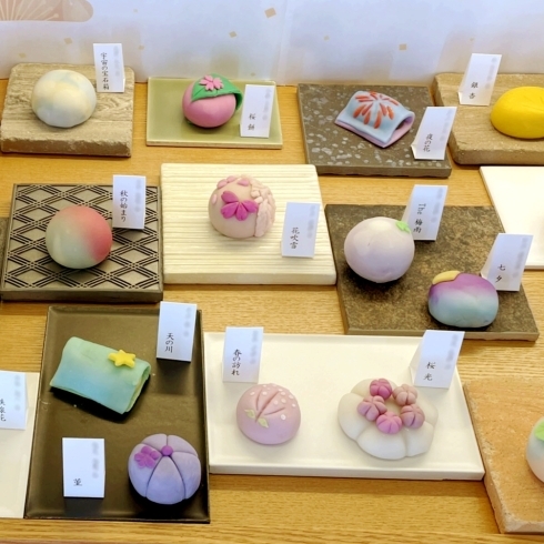 「【大垣市立北中学校２年生の作品】「上生菓子」をイメージして作ったねんど作品を大垣東店にて期間限定で展示しております。」