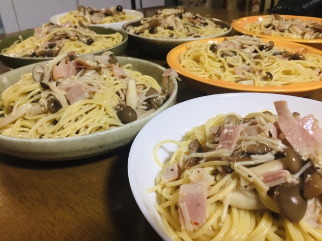 家族で楽しい夕飯になりました「絶品パスタ꒰* ॢꈍ◡ꈍ ॢ꒱.*˚‧斐川町 仏壇」