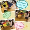 たのしい!!!と笑い声いっぱいのパラバルーン!「南区洛陽湯で英語リトミック♪3歳ちゃんの笑顔あふれる「テーマパーク」レッスン開講【南区&下京区のピアノ・リトミック・英語リトミック・ベビーリトミック】」
