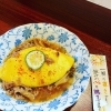 牛肉とキノコの餡掛けオムライス