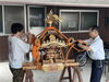 宮神輿は地元町内会から引き継いだ神輿です。昨年各所修繕し、綱締めの作業を行なっている様子です。「⛩️神輿担ぎ手募集のご案内⛩️」