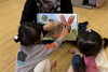 rabbit！絵を一生懸命に見ています！「自由奔放❗️と大きな成長❗️ワクワクいっぱいの２歳ちゃん達の英語リトミック【南区＆下京区のピアノ・リトミック・英語リトミック・ベビーリトミック】」