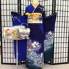 藍色に黄色の小物が効いてます「¥39,000コレクション【葛飾区限定！成人式の豪華振袖フルセットレンタル店】」