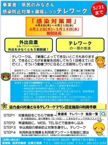 愛媛県テレワーク推進協力金について「new【日帰り】テレワークプラン爆誕！」