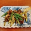 アスパラと黒舞茸のバターソテー