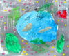 「モチーフ：貝殻と魚の絵、雨降りの絵」