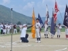 「夏の大会開会式！子どもたちが誇らしく団旗を掲げました」