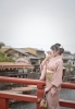 和の情緒あふれる風景に溶け込む「桜咲く宇治へ—淡いピンクの訪問着でお一人撮影のひととき」