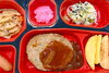 ハンバーグデミソース　キャベツの磯香和え「５月１５日のお弁当🍱」